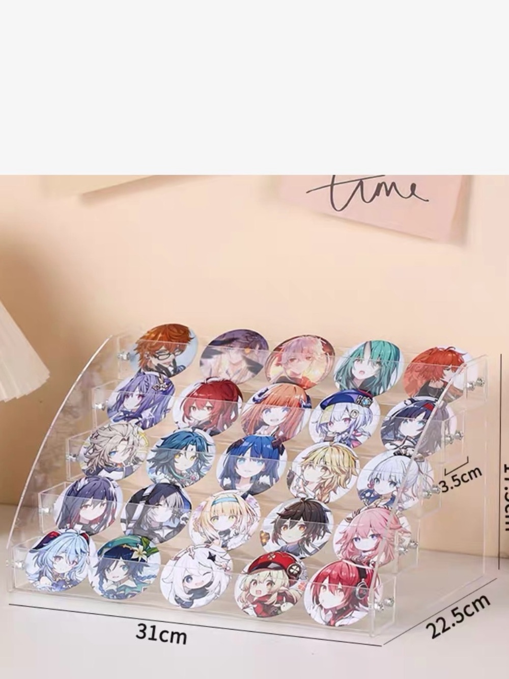 Acrylic Badge Display Stand - Clear Organizer for Colored Character Pins